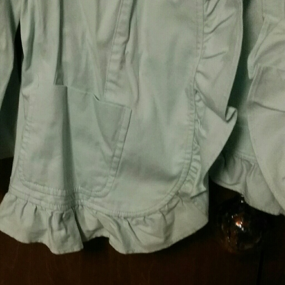 NWT TALBOTS Turquoise Ruffle Cotton Jacket - 14 - Picture 3 of 8